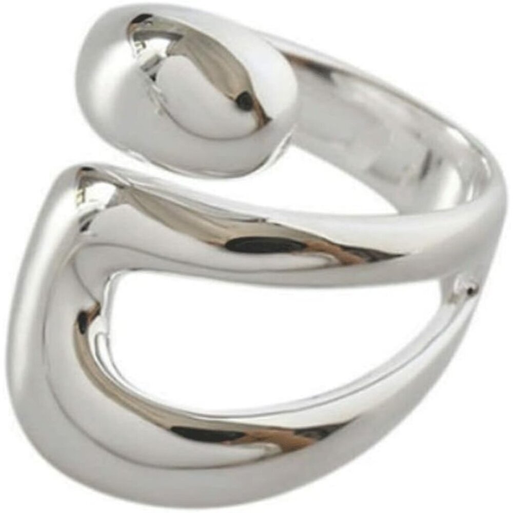 Sterling Silver Adjustable Ring 925 Double Lines Shape Women Jewelry Gift